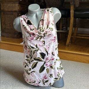 White House, Black market, pink floral drape front tank top